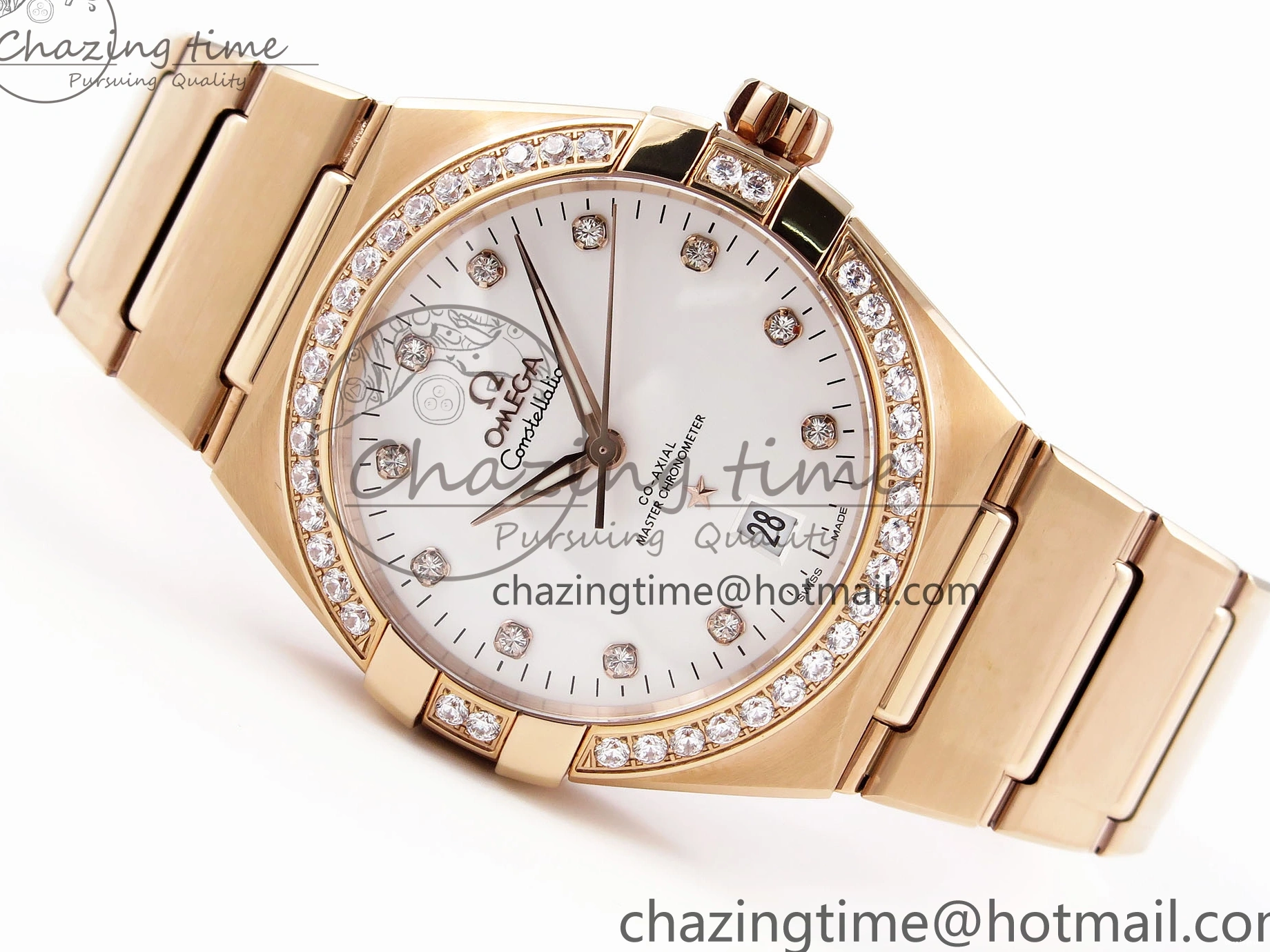 0511 Soft Constellation 39mm RG Diamonds Bezel ASWF 1:1 Best Edition White Dial on RG Bracelet A 7783